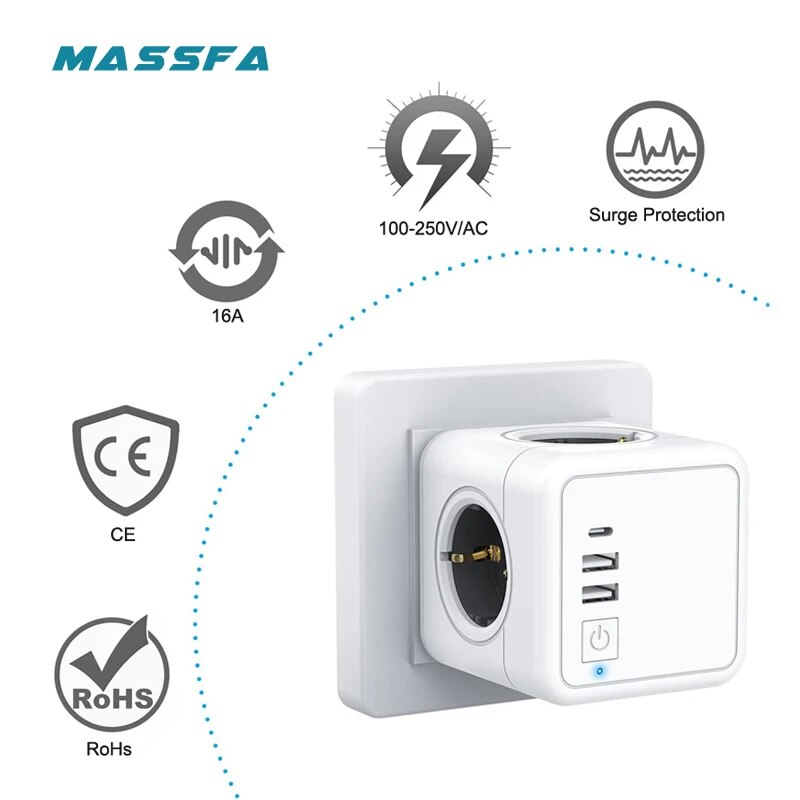 Outdoor Usb Power Strip - MASSFA 4 gniazdka sieciowe Eu Listwa