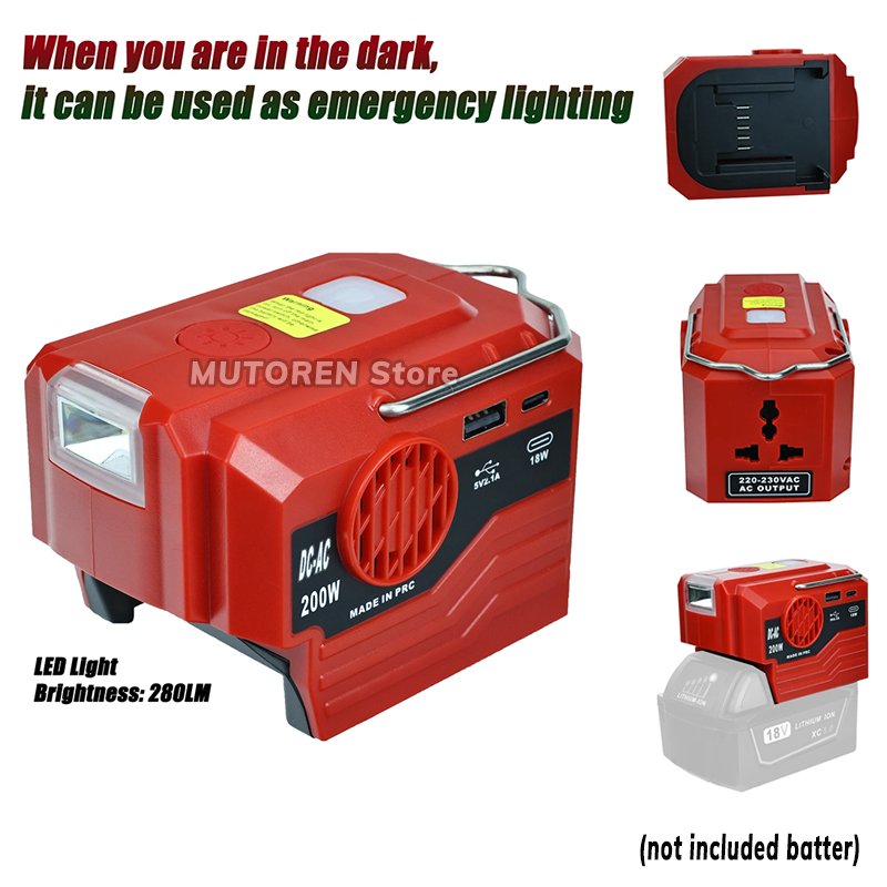 Outdoor Power Inverter - 200W przenośny przetwornica napięcia 120V/220V zewnętrzny