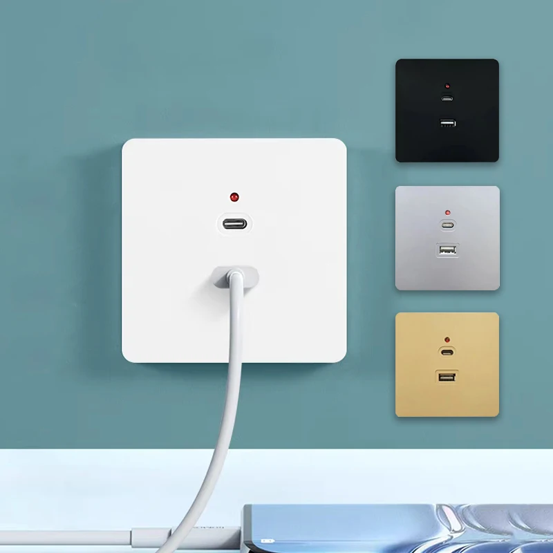 Outdoor Usb Power Strip - Czarne uniwersalne gniazdo USB C naścienne,