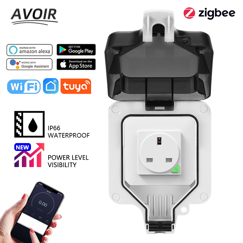 Outdoor Zigbee Power Plug - Avoir Zigbee Tuya IP66 ściana zewnętrzna