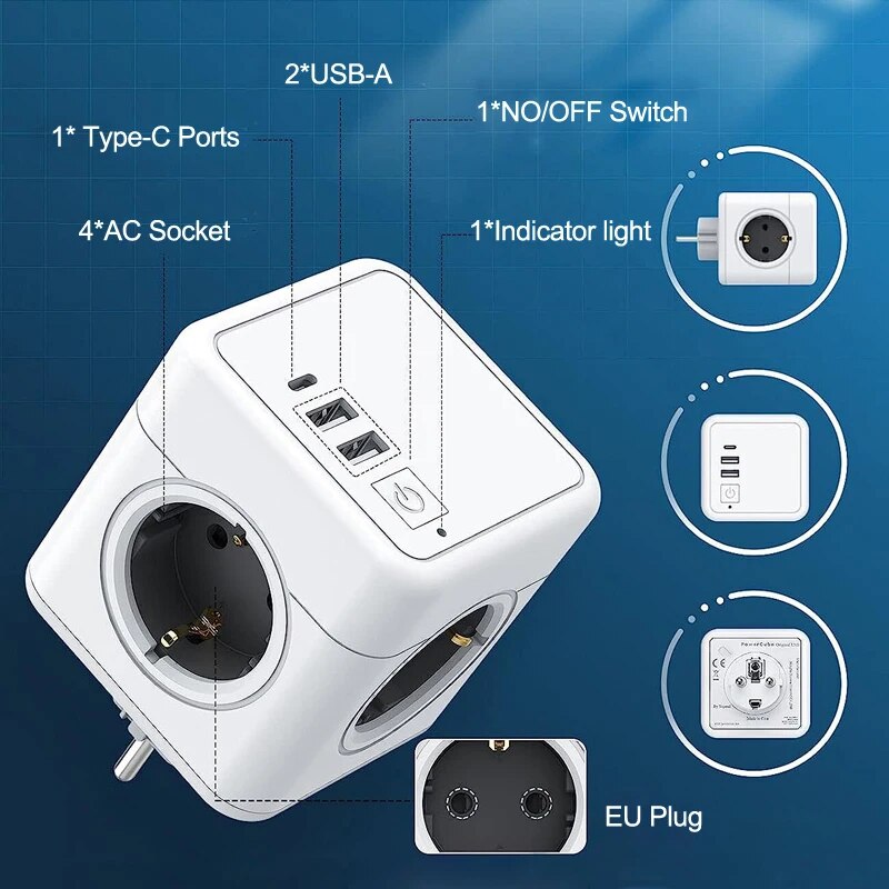 MASSFA 4 gniazdka sieciowe Eu  – Outdoor Usb Power Strip recenzja i cena