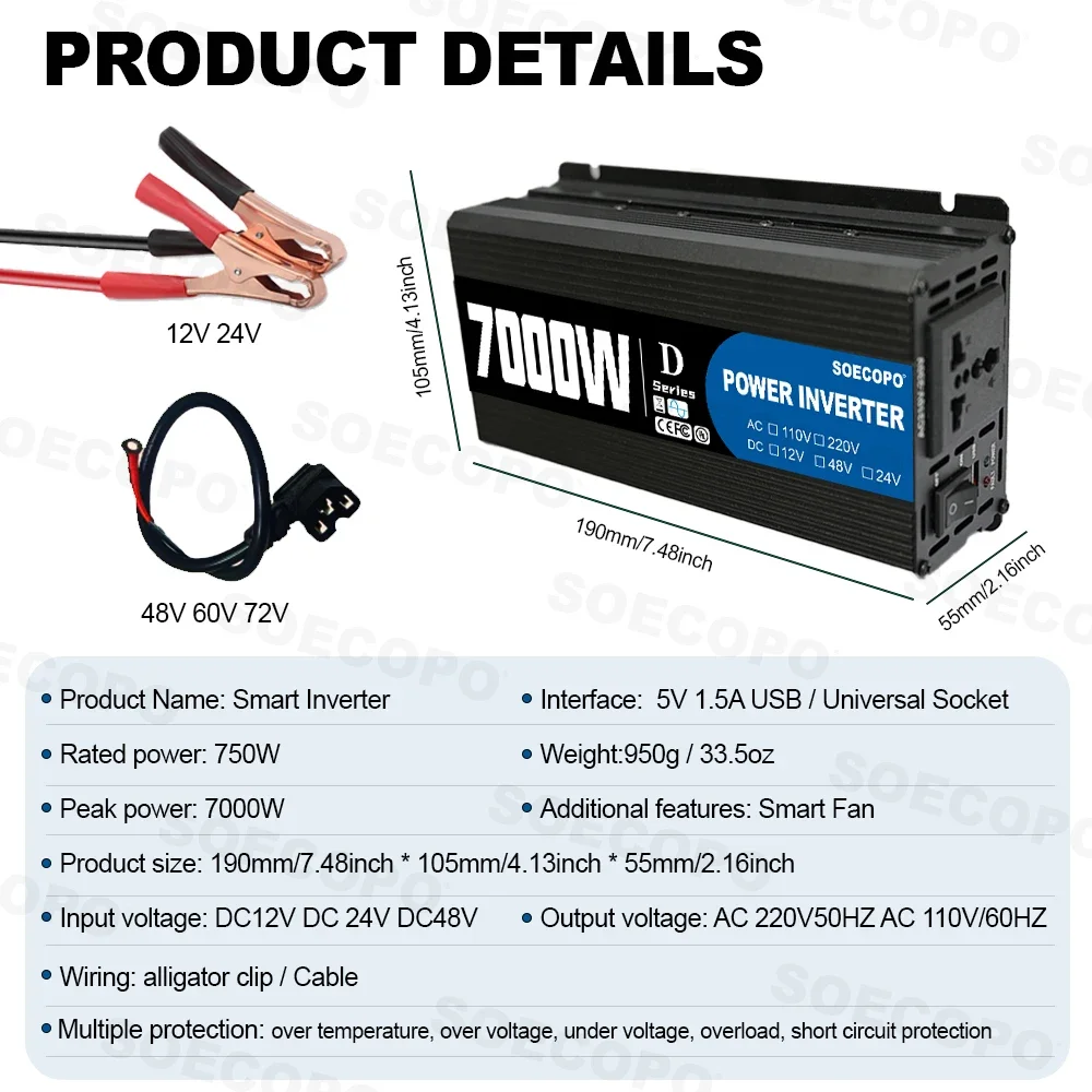 SOECOPO 7000W Inwerter Mocy, K – Outdoor Power Inverter recenzja i cena